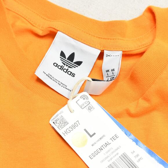 NEW Adidas Men T Shirt Short Sleeve Crew Neck Trefoil Cotton Orange Size L - Picture 8 of 8